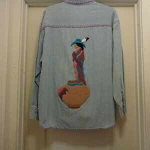 RETRO SOUTHWEST NATIVE COTTON DENIM LIKE WORKSHIRT W PICTURE 18